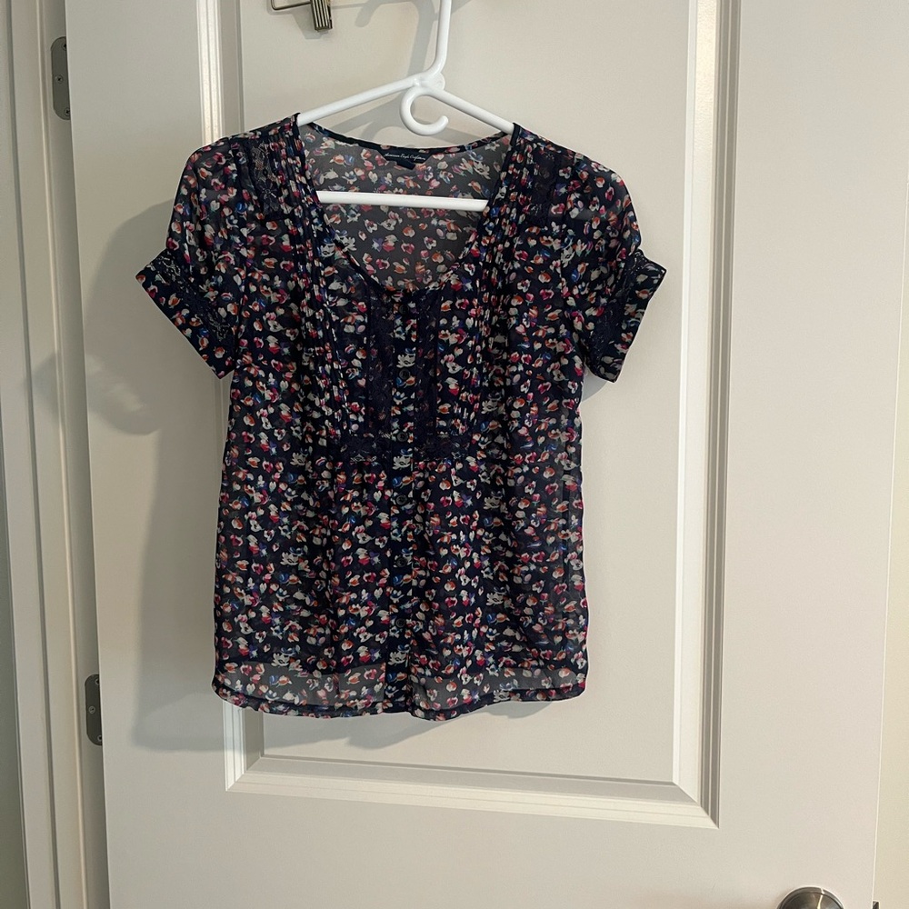 American Eagle Outfitters Navy Floral Blouse